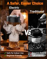 Kit Fumeur Électrique pour Whisky avec Contrôle de la Fumée Réglable (060s) – Ensemble d'Outils de Bar pour Fumer les Cocktails et le Whisky, 6 Copeaux de Bois, Sans Butane