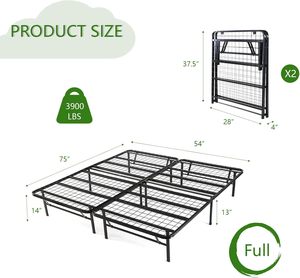 Heavy Duty Foldable Black <strong>Bed</strong> Frame 14 Inches High No Box Spring Needed Sturdy Steel Platform <strong>Bed</strong> <strong>Underbed</strong> Storage Full Size <strong>Bed</strong> - Product Image 2