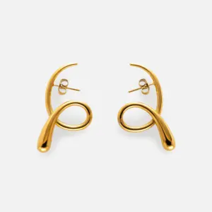 2024 Dazan New HOT 18k Gold Plated Hypoallergenic Stainless Steel Modern Minimalist Line Design Slim Earrings Luxury Jewelry