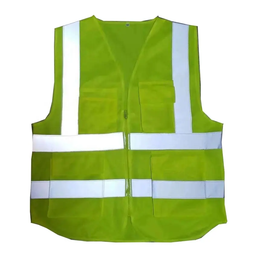 100% polyester Security vest reflective safety jacket 4 strips