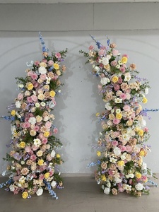 Arco de Flores Artificiales Romántico en Color Blanco, Rosa y Amarillo, Soporte de Flores Hecho a Mano, Estilo Europeo, para Bodas, Graduaciones y Fiestas - Product Image 2