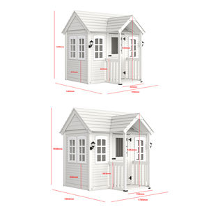 Moderno Set di Altalene da Esterno Casetta Giochi da Giardino Impermeabile in Legno per Bambini con Fioriere - Product Image 3