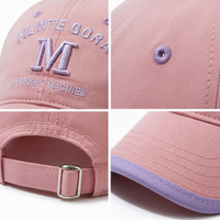 Gorra de Béisbol Rosa Polvoriento al por Mayor, de Seis Paneles, con Letra Bordada, Ajustable, con Ribete Lavanda, Unisex
