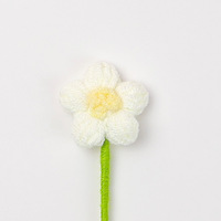 Petite fleur de marguerite au crochet faite à la main, 4 cm, fleur tricotée à tige unique, décoration pour vase, en stock
