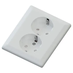 Home Electrical Wall Socket White 16A+Earth Low Euro Classic recessed double europe socket