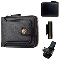 Dompet Kartu Resleting Pria Bermerek Terkenal Dompet Koin Vintage Dompet Pu
