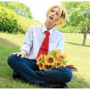 Perruques de cosplay Ainizi synthétiques courtes jaunes de la série <span class=keywords><strong>My</strong></span> <span class=keywords><strong>Hero</strong></span> <span class=keywords><strong>Academia</strong></span>, rôle de Kaminari Denki, pour Halloween - Product Image 2