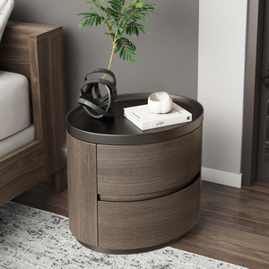 Mesa de Noche <span class=keywords><strong>Kadi</strong></span> X4-3 2025 Moderna y Minimalista de Madera de Nogal con 3 Cajones, Mueble de Dormitorio de Roble de Alta Gama, Ensamblado - Product Image 1