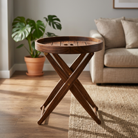Table basse pliante en bois moderne et durable avec structure en X mobile pour le mobilier de salon
