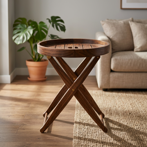 Modern Durable Wooden <b>Foldable</b> Coffee <b>Table</b> with Movable X-Frame Design for Living Room Furniture - Product Image 3