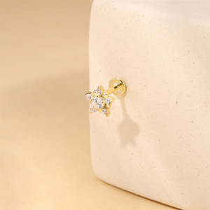 Piercings de Cartílago de Plata de Ley 925 con Baño de Oro de 18K, Diseño Floral con Circonita 5A, Joyería para Mujeres y Niñas - Product Image 4