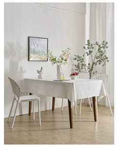 Nappe <span class=keywords><strong>en</strong></span> coton pur <span class=keywords><strong>blanc</strong></span> uni texturé froissé pour photographie, pique-nique, ou bureau de dortoir - Product Image 3