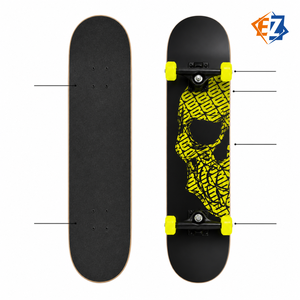 Planche à roulettes complète 31 pouces, design Crâne Néon, plateau en bois 50x30cm pour adolescents, pour la conduite urbaine, logo personnalisé, OEM, vente en gros - Product Image 3