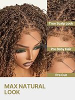Frodio Perruque Lace Frontale 12'' 13X4, Densité 200%, Micro Twist Bouclé, Fermeture Dreadlock, Dentelle HD, Sans Colle, Volumineuse, Marron, pour Femme