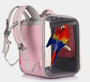Amazon Hotsale büyük kuş taşıyıcı sırt çantası katlanabilir papağan taşıyıcı ile şeffaf ahşap yüksekliği kakadu seyahat levrek 35cm