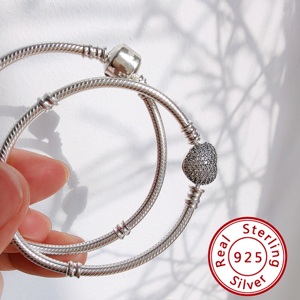 Diseño de Logotipo Original, Cadena de <span class=keywords><strong>Serpiente</strong></span> de Plata de Ley 925, Brazalete con Dijes DIY para Mujer, Regalos de Joyería, Solicite el Catálogo PAN - Product Image 6