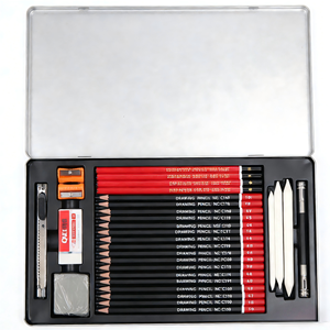 Ensemble de 30 crayons à <span class=keywords><strong>dessin</strong></span> hexagonaux avec boîte en fer, crayons de <span class=keywords><strong>dessin</strong></span> scolaire + <span class=keywords><strong>gomme</strong></span> + taille-crayon, outils de peinture artistique - Product Image 2