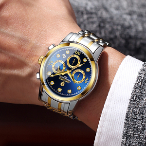 Montre de luxe BINBOND Six Hands pour homme, montre à quartz, bracelet en acier inoxydable, cadran à aiguilles lumineuses, 42 mm, résistante à l'eau 30 m - Product Image 2