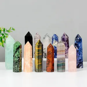 All'ingrosso obelischi di quarzo trasparente pietre curative di ametista punta di cristallo naturale bacchetta di cristallo di quarzo torre