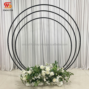 Cadre de fond moderne à 3 cercles concentriques, support d'arche noir détachable, lisse et élégant pour événements de mariage, nouveauté - Product Image 6