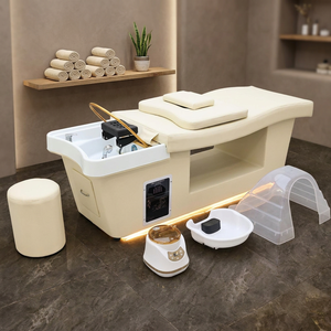 Sillón de peluquería moderno de plástico con lavabo y almacenamiento para uso en salón - Product Image 2