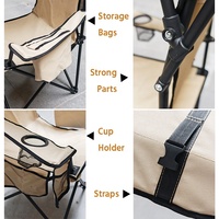 Chaise de camping pliable en acier toutes saisons avec poches latérales, chaise de plage portable avec protection solaire pour la pêche en extérieur et le jardin