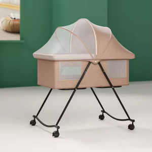 Custom Logo Available Soft Edge <strong>Rounded</strong> Corner Sleeping Swing Cradle Baby <strong>Crib</strong> with Mosquito Net - Product Image 1