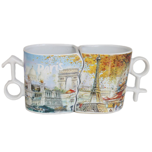 Juego de Tazas de Cerámica con Diseño Personalizado, Único y Encantador, con Estampado de París, Recuerdo, Tazas de Café con Besos para Parejas - Product Image 5