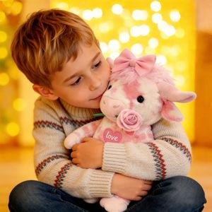 Peluche courte rose motif vache transfrontalière avec rembourrage en coton PP, cadeau mignon pour la Saint-Valentin - Product Image 5