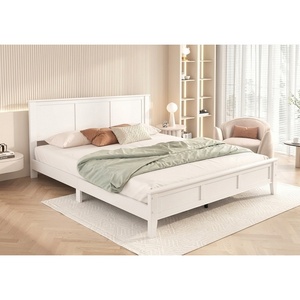 Cadre de lit moderne en MDF blanc, conçu pour durer, avec support à 12 lattes et plateforme peinte écologique pour chambre à coucher - Product Image 1