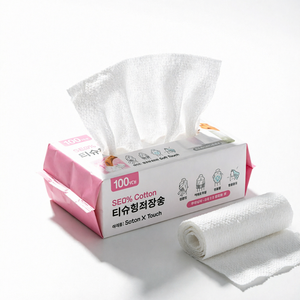 Soton X Touch 100% Cotton Tissue Pads 100 <b>Sheets</b> Soft Absorbent For Daily Skin Care All Skin Types - Product Image 1