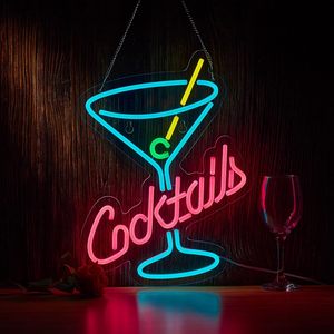 Cocktail neon LED indoor hanging ambient light bar party shop <b>sign</b> wall decoration light entrance indicator light luminous <b>sign</b> - Product Image 1