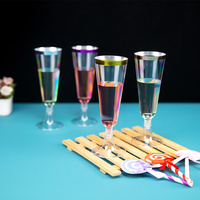 Vaisselle personnalisée, gobelets en plastique transparents jetables, couleur champagne
