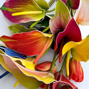 Nouvelles fleurs d'anturium artificielles <span class=keywords><strong>Melly</strong></span> pour la décoration murale de fond de photographie extérieure, idéales pour les halls d'hôtel et les présentoirs. - Product Image 6