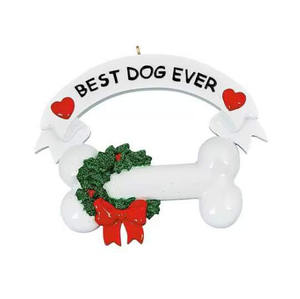 Kişiselleştirilmiş kırmızı ev ve köpek kemik süs - Product Image 2