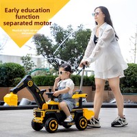 Excavator Listrik Anak-anak dengan Trailer Penyimpanan yang Dapat Dilepas, Cocok untuk Anak Usia 1-7 Tahun