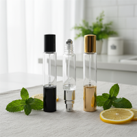 Rouleau à double extrémité de 10ml pour bouteille de parfum à bille Rouleau d'huile corporelle unique avec emballage de boîte sérigraphié en plaqué argent et or