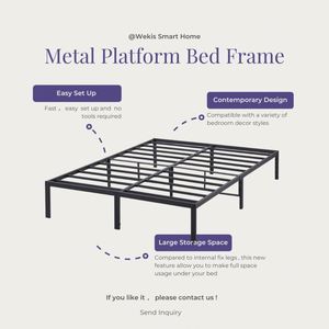 WEKIS Residential Project Metal <b>Platform</b> Twin <b>Bed</b> <b>Frame</b> Modern Queen King Size Iron Double Steel Slats Metal <b>Bed</b> - Product Image 6