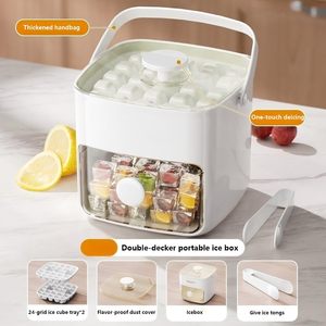 Nouvelle boîte à glaçons en matériau alimentaire ABS PP PET, 2-en-1, 48 grilles, double couche, avec poignée, pour glaçons de cola - Product Image 2