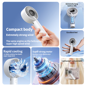 Nouveau ventilateur portable rechargeable à 5 vitesses réglables, mini ventilateur à main haute vitesse, batterie USB 2000 mAh, utilisation domestique et extérieure, boîte - Product Image 3
