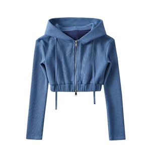 Custom Preppy Style Women Knit Sweater Set Long Sleeve V Neck Zipper <strong>Lady</strong> <strong>Hooded</strong> Sweatshirt Two-piece Sets Knit <strong>Cardigan</strong> - Product Image 4