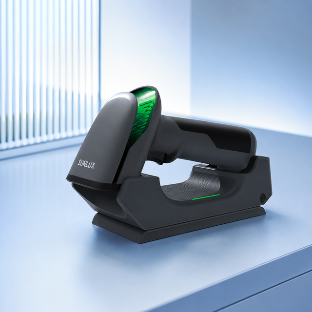 Handheld Continuous Scan Barcode Scanner Wireless 2600mAh Handheld Barcode Scanner with Charging Base for Retail Checkout