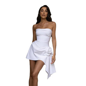 2024 verano nueva moda decorativa Color sólido espalda descubierta tubo Top vestido de noche mujeres - Product Image 5