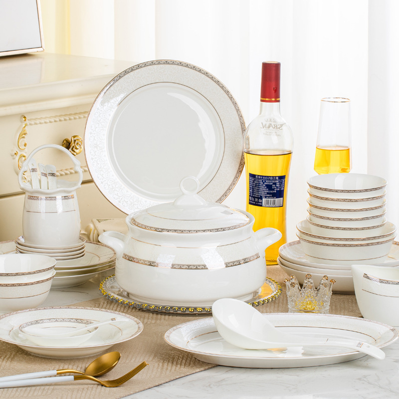 Happy Sales Japanese Cherry Blossom Dinnerware Set - 8 Piece White Porcelain Sushi Plates, Bowls & Chopsticks - View #13