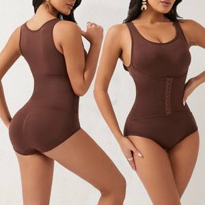 Solide <span class=keywords><strong>ventre</strong></span> contrôle façonnage Shapewear sans couture haute élastique body Lingerie Sexy sans manches serré corps Shaper haut noir - Product Image 2