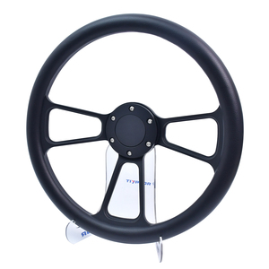 Volante Universal TIYPEOR de 350 mm con Soporte de Cuero y Hierro, Barra de Tres Radios, Logotipo Personalizable para Automóvil y Camioneta - Product Image 1