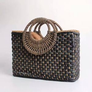Bolso de Playa Hecho a Mano, Cuadrado, Color Negro, Gran Capacidad, con Asa Redonda - Product Image 6