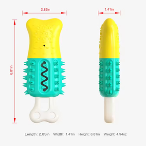 Juguete interactivo de goma con forma de paleta de helado para masticar y limpiar dientes de perro, ideal para la dentición y el movimiento. - Product Image 2