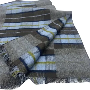 厂家直销定制真丝拉丝围巾手工冬季编织可逆式提花男士长围巾