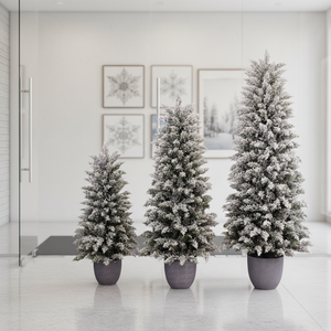 Árbol de Navidad de Abeto Preiluminado en Maceta de 60cm, 90cm, 120cm con 100 Luces LED, Ramas Realistas con Nieve, Fácil de Instalar - Product Image 5